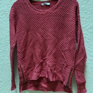 Madewell Red Zipper Layered Knit Sweater